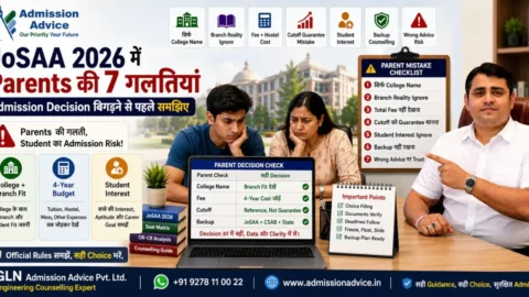 JoSAA Counselling 2026 में Parents की 7 गलतियां जो Admission Decision बिगाड़ सकती हैं