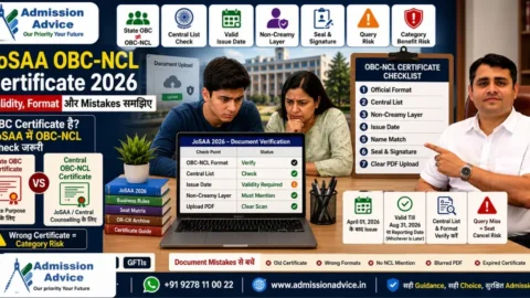 JoSAA 2026 OBC-NCL Certificate: Validity, Format और Common Mistakes