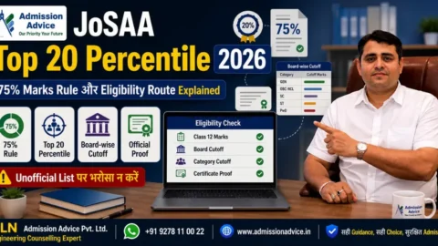 JoSAA 2026 Top 20 Percentile Certificate: 75% Marks Rule में इसका सही Role