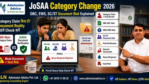 JoSAA 2026 में Category Change Possible है? OBC, EWS, SC/ST Document Risk Explained