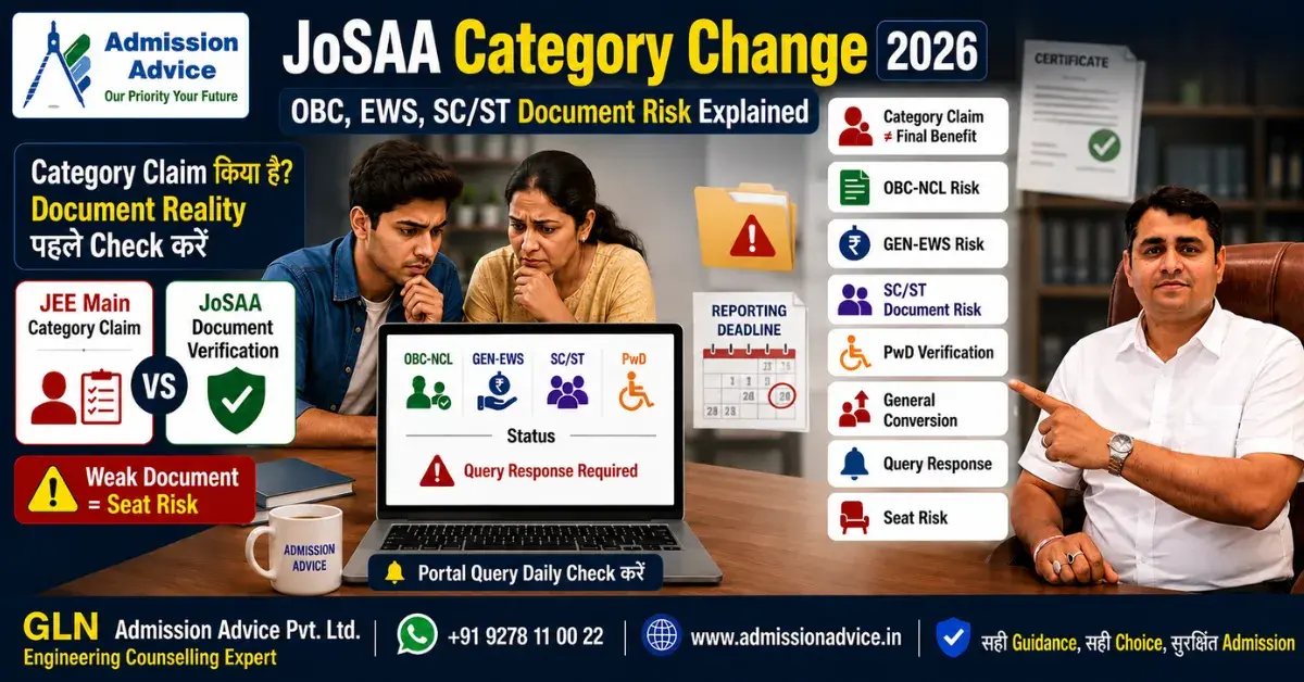 JoSAA 2026 में Category Change Possible है? OBC, EWS, SC/ST Document Risk Explained