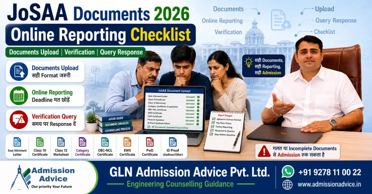 JoSAA Counselling 2026 Documents List: Online Reporting और Verification के लिए Complete Checklist