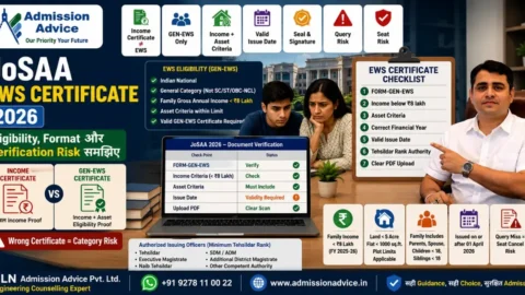 JoSAA 2026 EWS Certificate: Eligibility, Format और Verification Risk Explained
