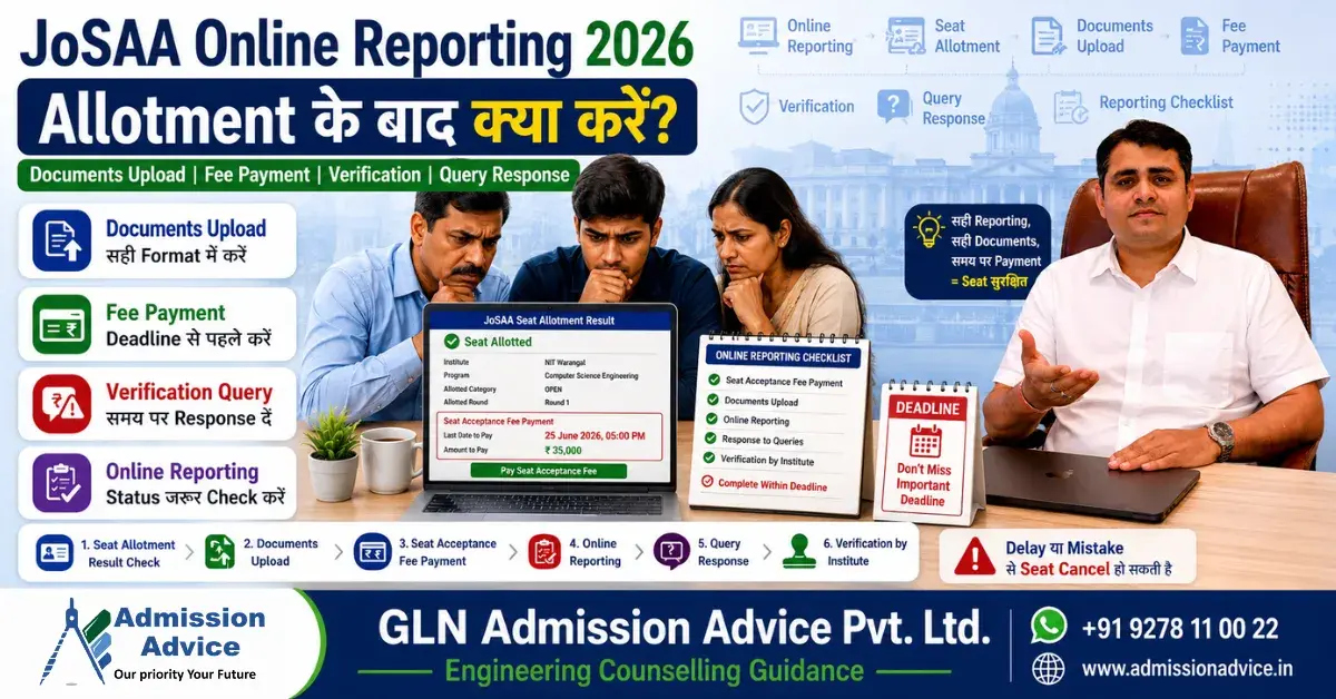 JoSAA Online Reporting 2026: Documents Upload, Query Response और Verification Process
