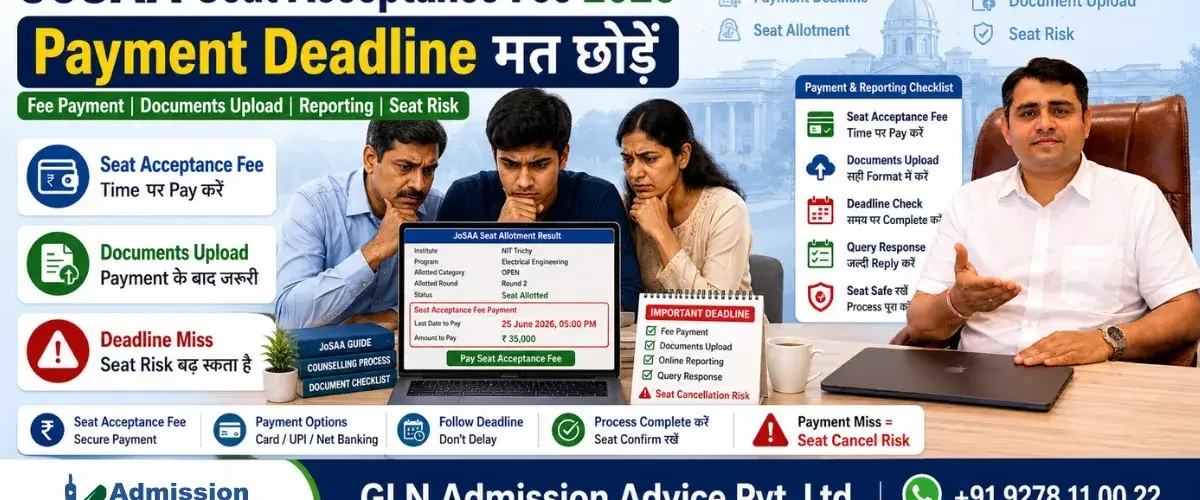 JoSAA Seat Acceptance Fee 2026: Payment Process, Amount, Deadline और Seat Cancel Risk