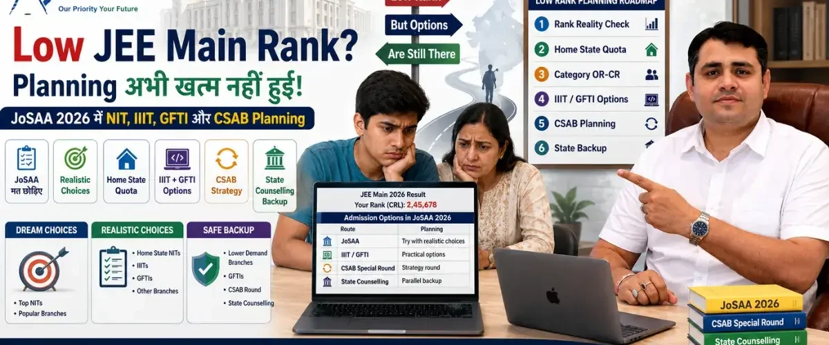 Low JEE Main Rank में JoSAA Counselling 2026: NIT, IIIT, GFTI और CSAB Planning